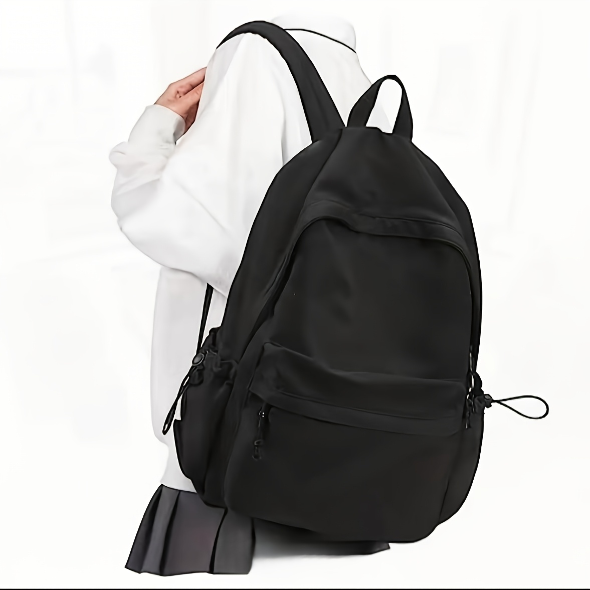 TEMU Women's Classic Minimalist Backpack - Preppy School Bookbag With Adjustable Shoulder Straps & Nylon/, Lightweight Travel Daypack Suitable For