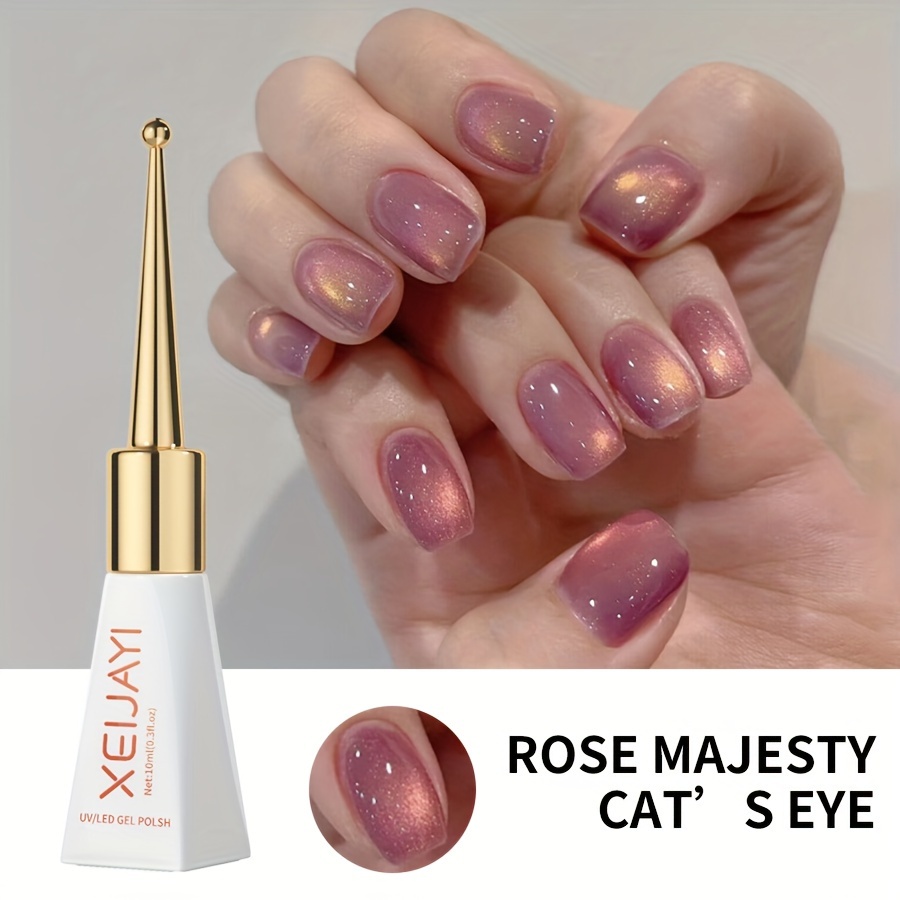 Xeijayi 9d Magnetic Rose Majesty Cat Eye Gel Polish - /led Lamp Suitable For Women, /korean Magnetic Nail Varnish With Glitter, Glossy, Tones For Diy Nail Art , Lamp Required For Nail Care