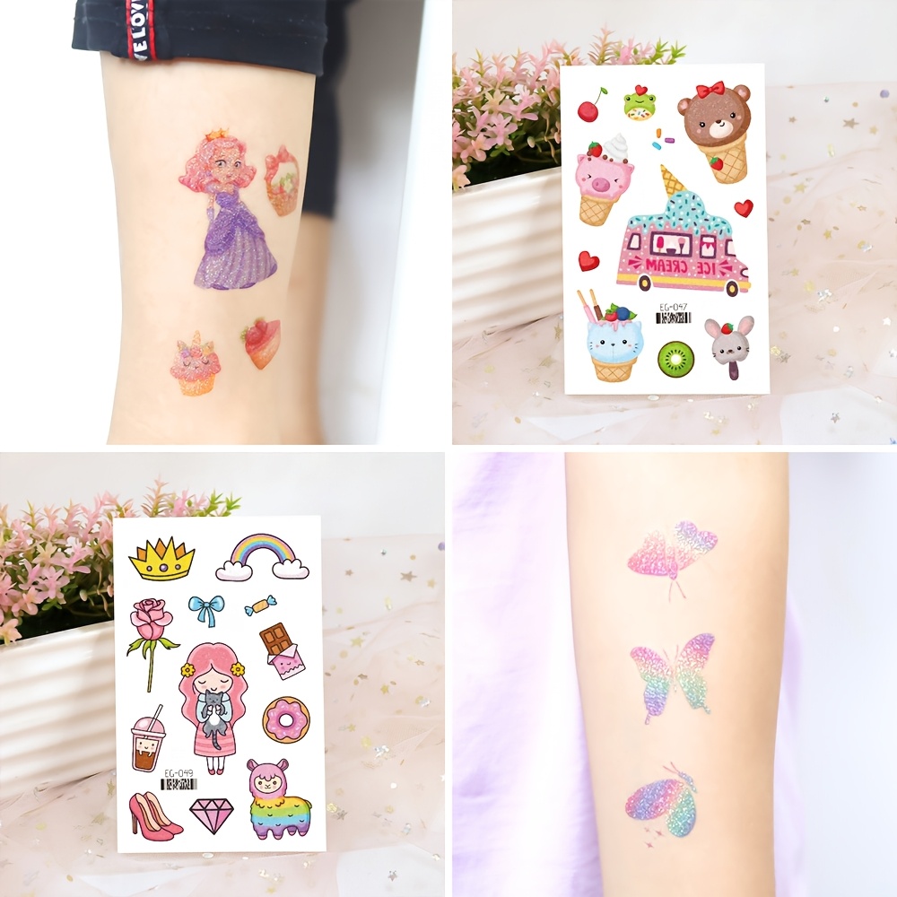 12 Sheets Glitter Dream Princess Tattoo Stickers