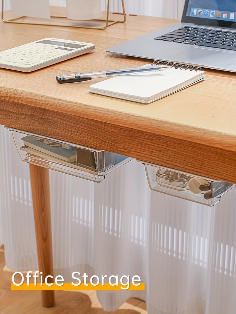 Desk Storage Drawer Desk Hidden Storage Box Transparent - Temu