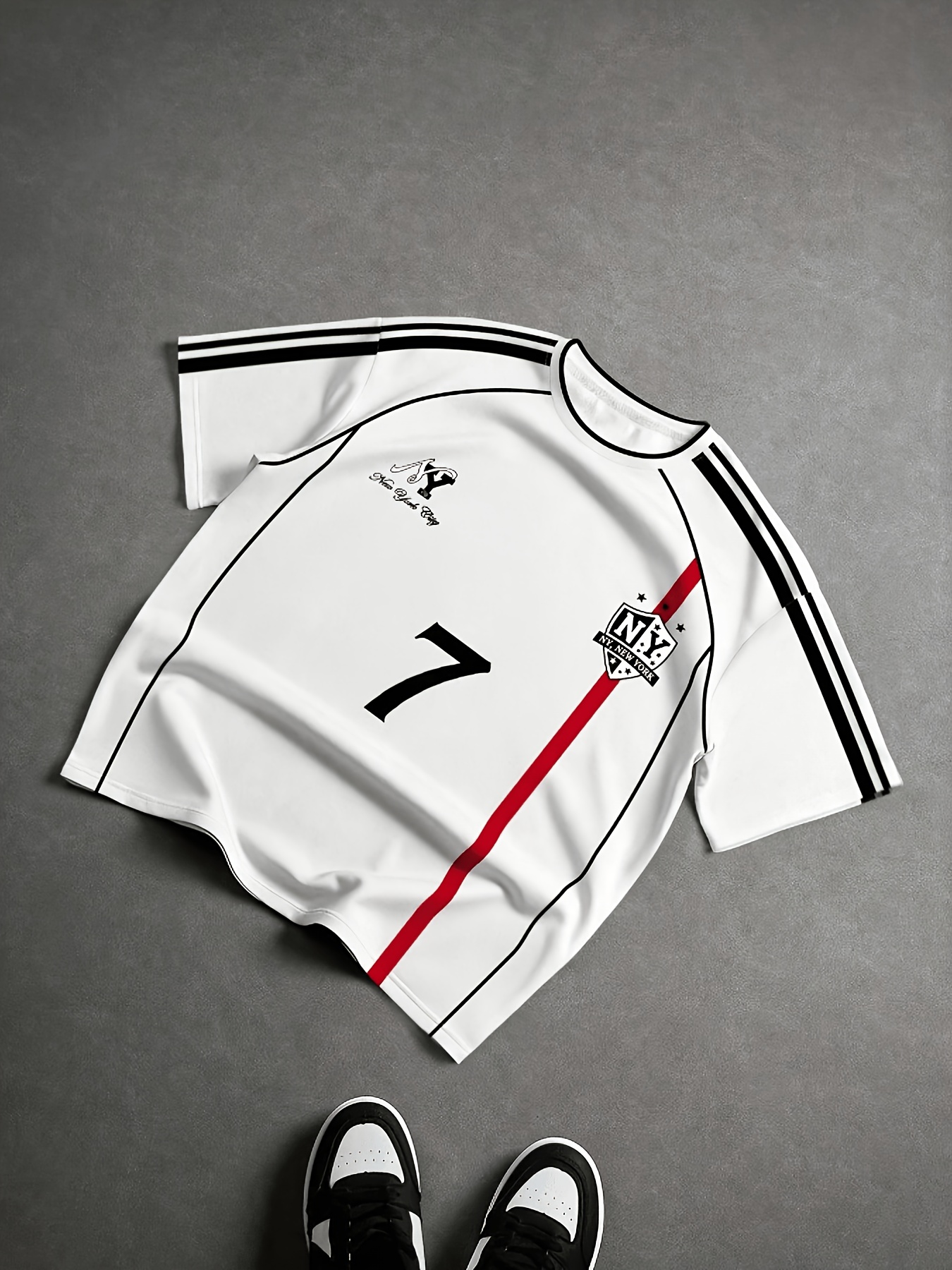 item picture mens ny letter   number print short sleeve t shirt sporty   crew neck casual   european and   mens apparel