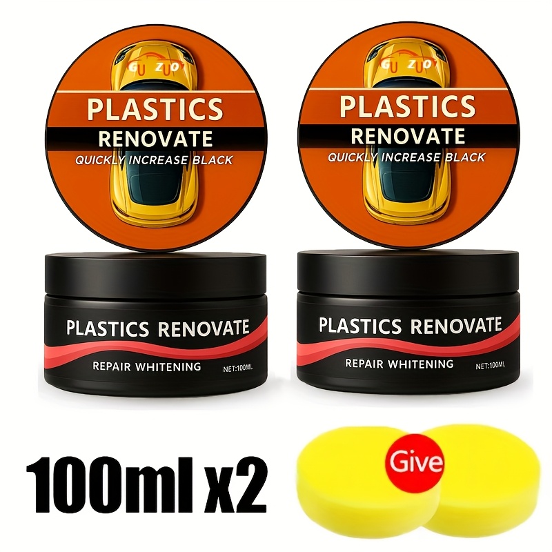 TEMU 200ml 2pcs Auto Plastic & Leather Restorer - Whitening Wax For Yellowing Repair, High Gloss Coating Dashboard/seats, Durable Uv Protection (interior&exterior)