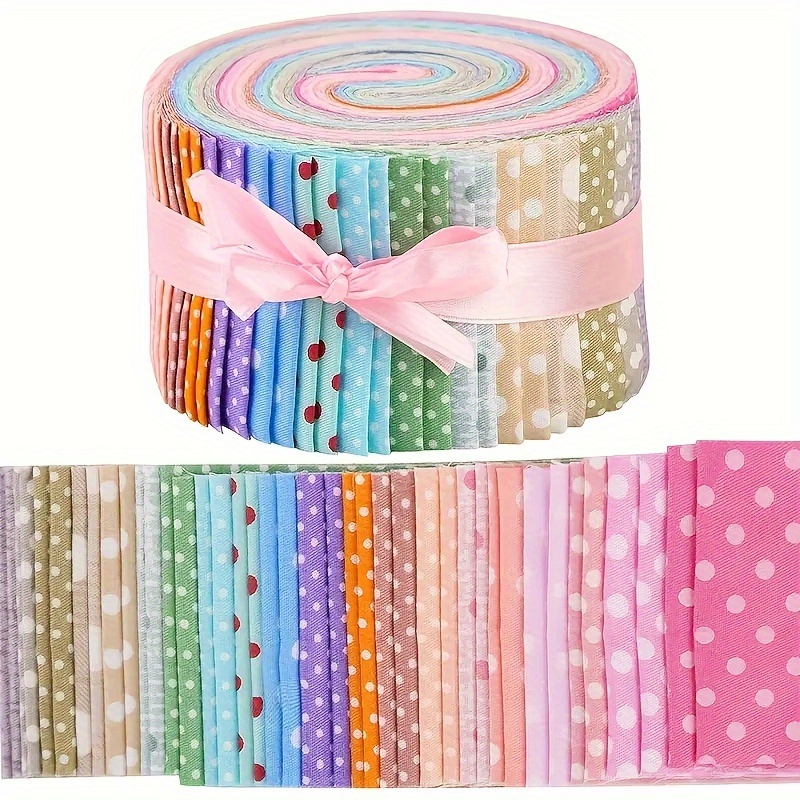 

40pcs Long Strip Dot Cotton Blend Fabric Diy Handmade Fabric Cotton Blend Cloth Set Suitable For Diy Handmade, Patchwork, Doll Clothing Cloth, Hair Accessories And More