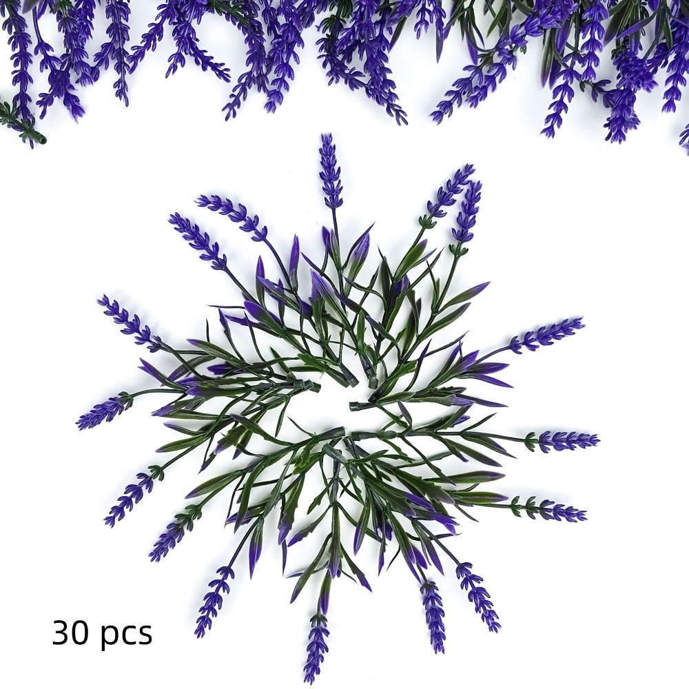 Image of 30pcs Of Artificial Lavender Flowers | Purple Faux Flower Branches For Home, Garden, Wedding Decoration, Plastic , Fake Flowers, Simulated Weddings, Outdoor Decor, Residential And Office Use