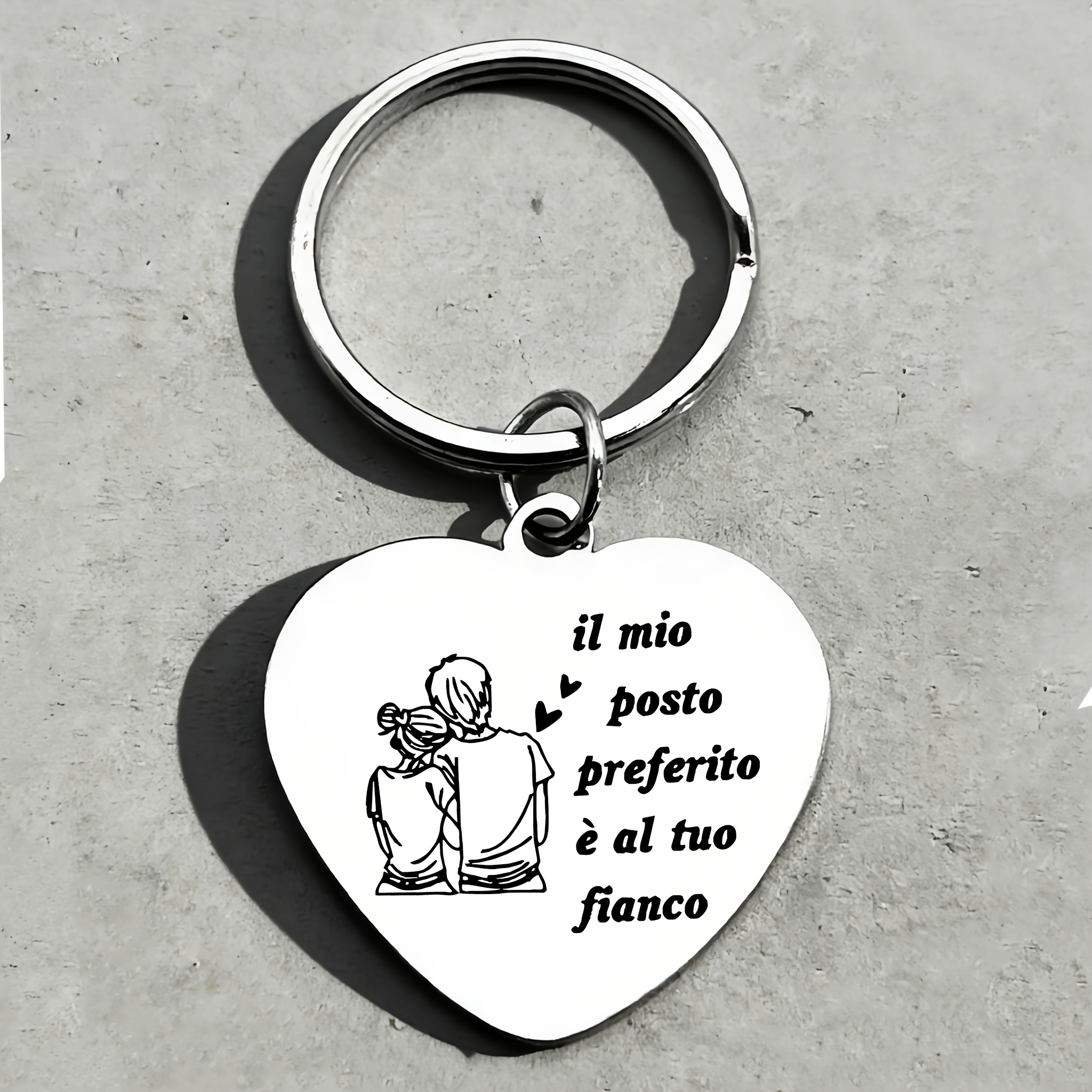 TEMU Portachiavi in acciaio inossidabile per - Incisione "Il mio 癡 al tuo fianco", regalo , design resistente ed elegante, regalo | Portachiavi