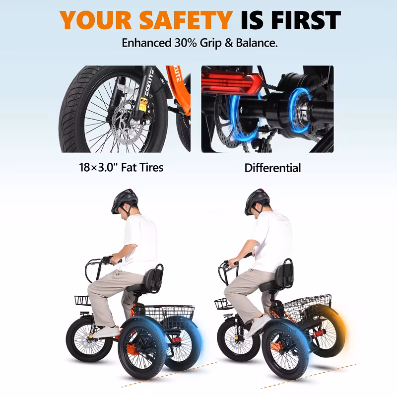 gifts festivals e three wheeled electric bicycle folding 18x3 0 wide tires long range 624wh battery Product details 6