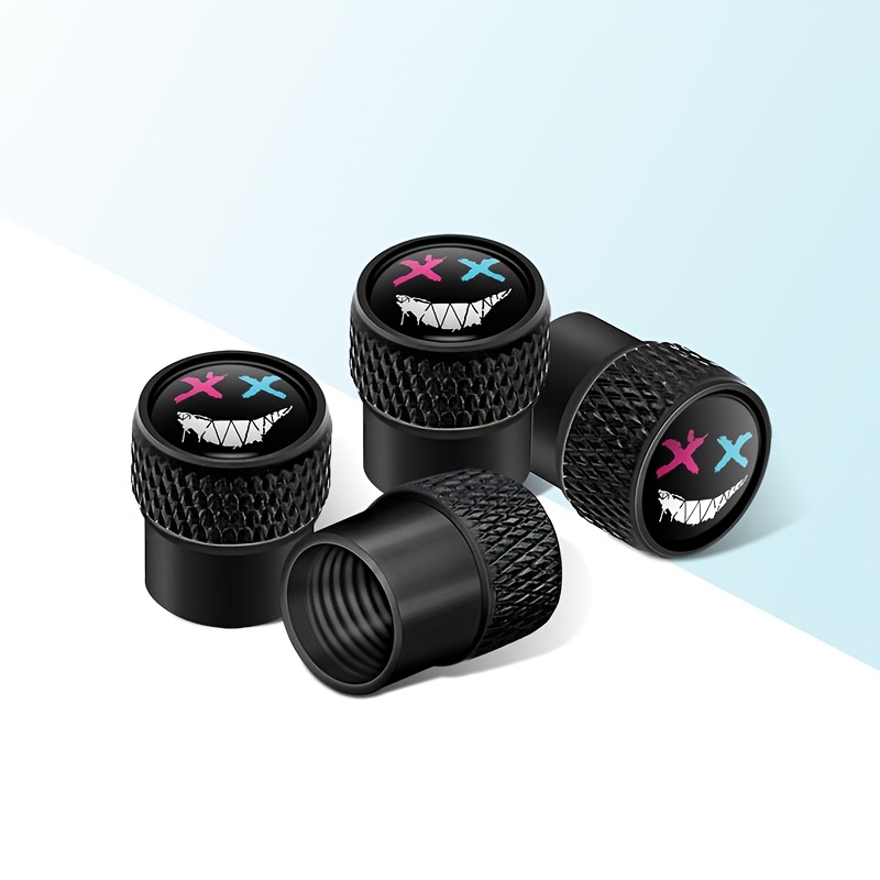 Image of 4pcs Funny Xx Eyes Bad Smile Symbol Metal Car Wheel Tire Air Stem Covers Dust Tyre Valve Caps For Car Motorcycles Bike Bicycle