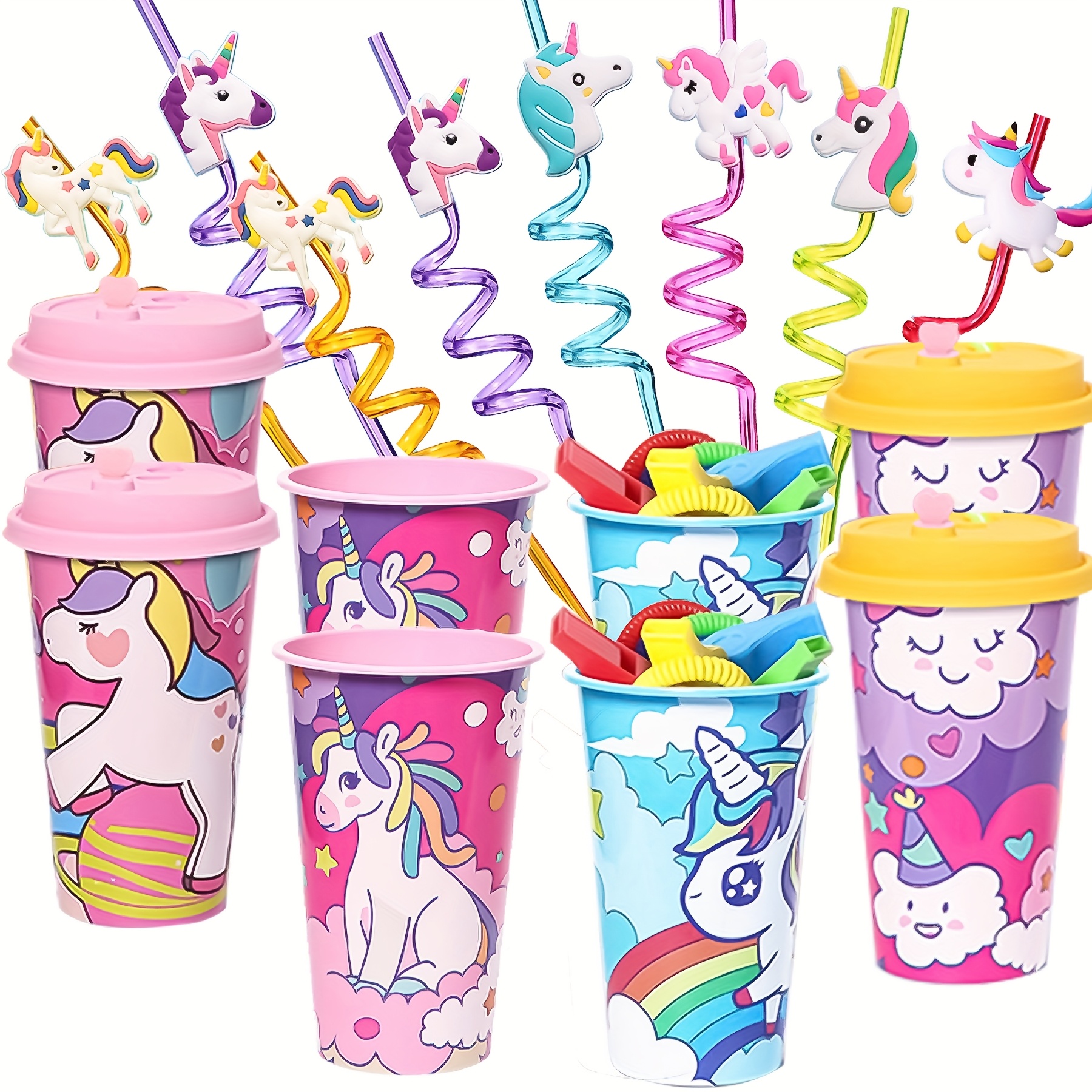 8 koppar 8 sugrör enhörningsfesttillbehörsset återanvändbara - Temu Sweden