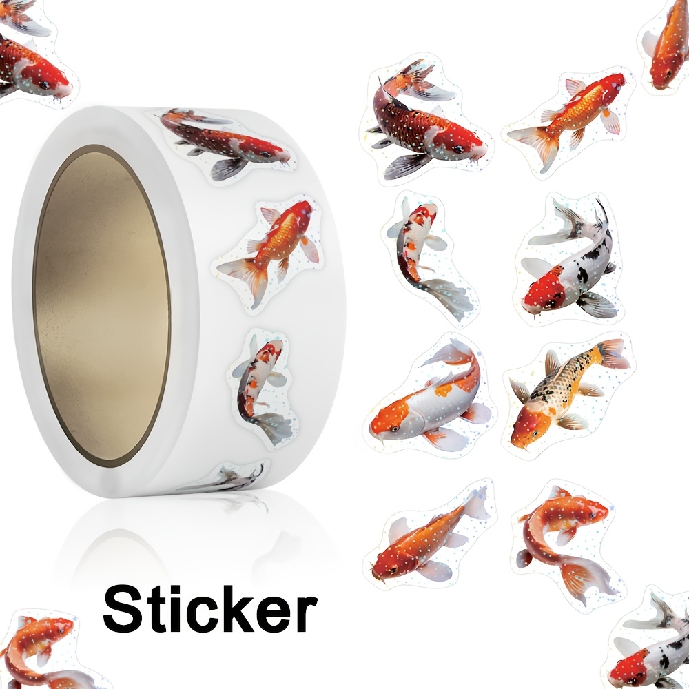 TEMU 500 Hojas/Rollo de Rollo de Stickers Holográficos de Transferencia de Peces Koi Realistas, Koi Translúcida y Dinámica, Aestéticos y Decorativos,