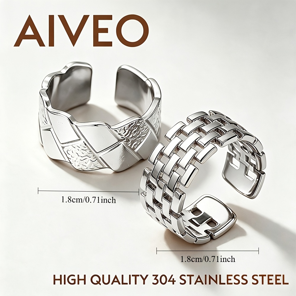 2pc Golden Stackable Open Ring Set, Stainless Steel