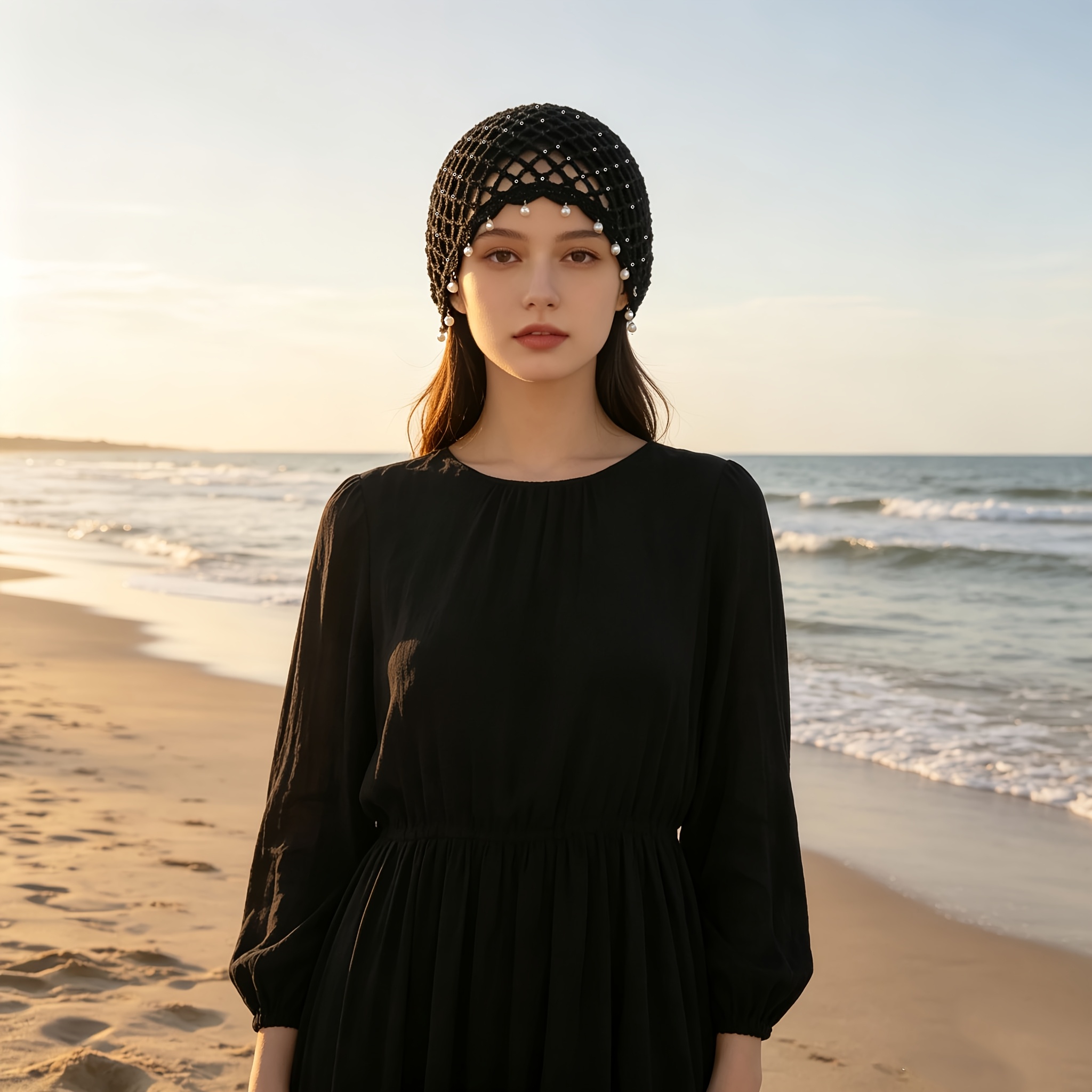 TEMU 1pc/ Chapeau Femme, Chapeau à Sequins, Tempérament, Perle, Gland, Couverture Complète, Chapeau Bohème Rétro Ethnique à Enfiler