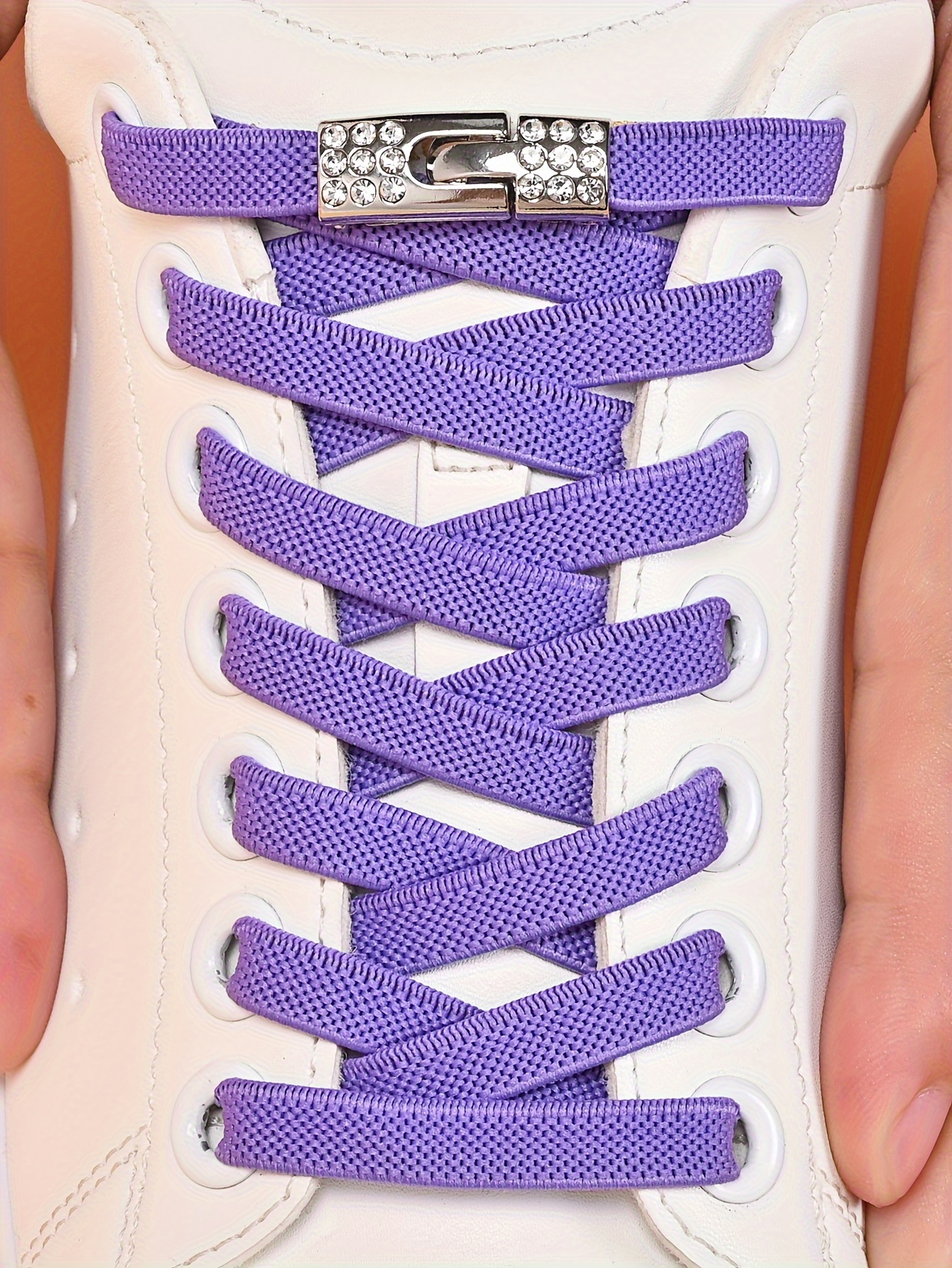 1pair Fashion Elastic Flat Shoelaces With Metal Buckles, No Need To Tie Shoelace, Suitable For Board Shoes, Sports Shoes