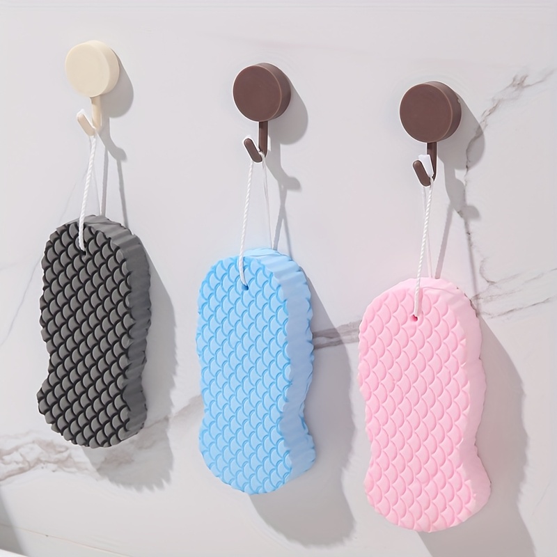 3pcs Bath Sponge Set: Scrubber, Bath Ball & Hook