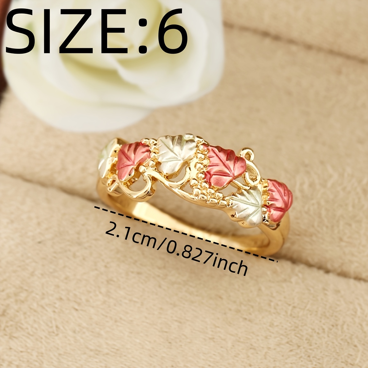 Unisex Copper Leaf Fashion Ring, Elegant Holiday Accessory