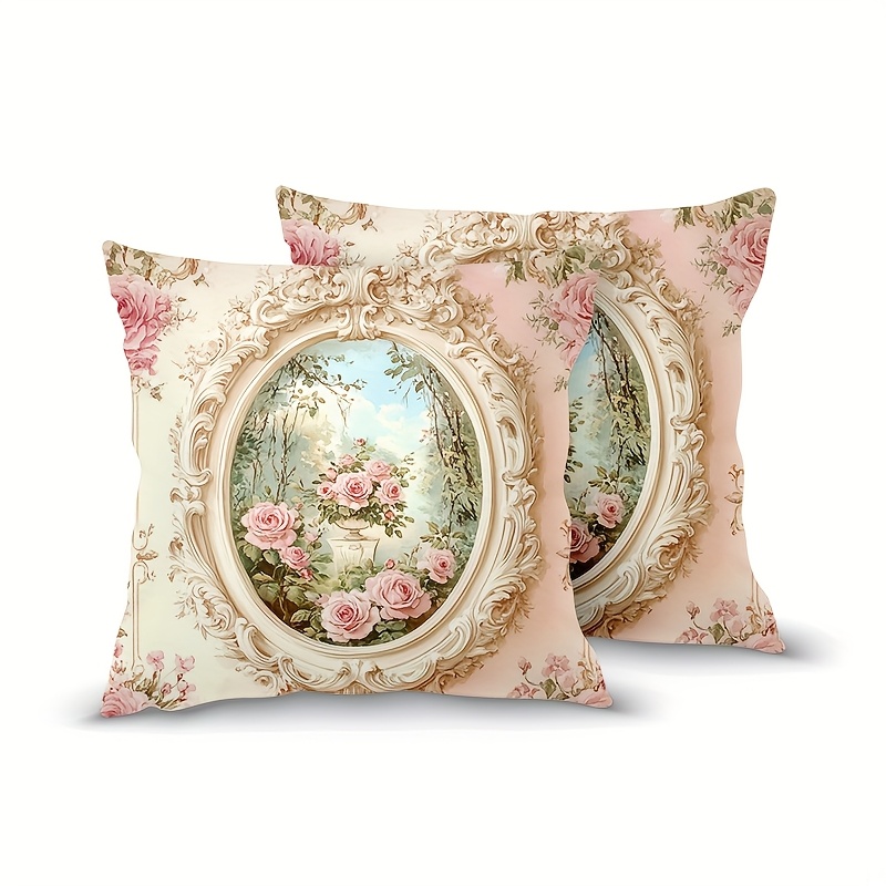 TEMU Set federe per cuscino con , 18x18 pollici, morbiso peluche corto, elegante design rosa e , chiusura a cerniera, lavabile in lavatrice, per la