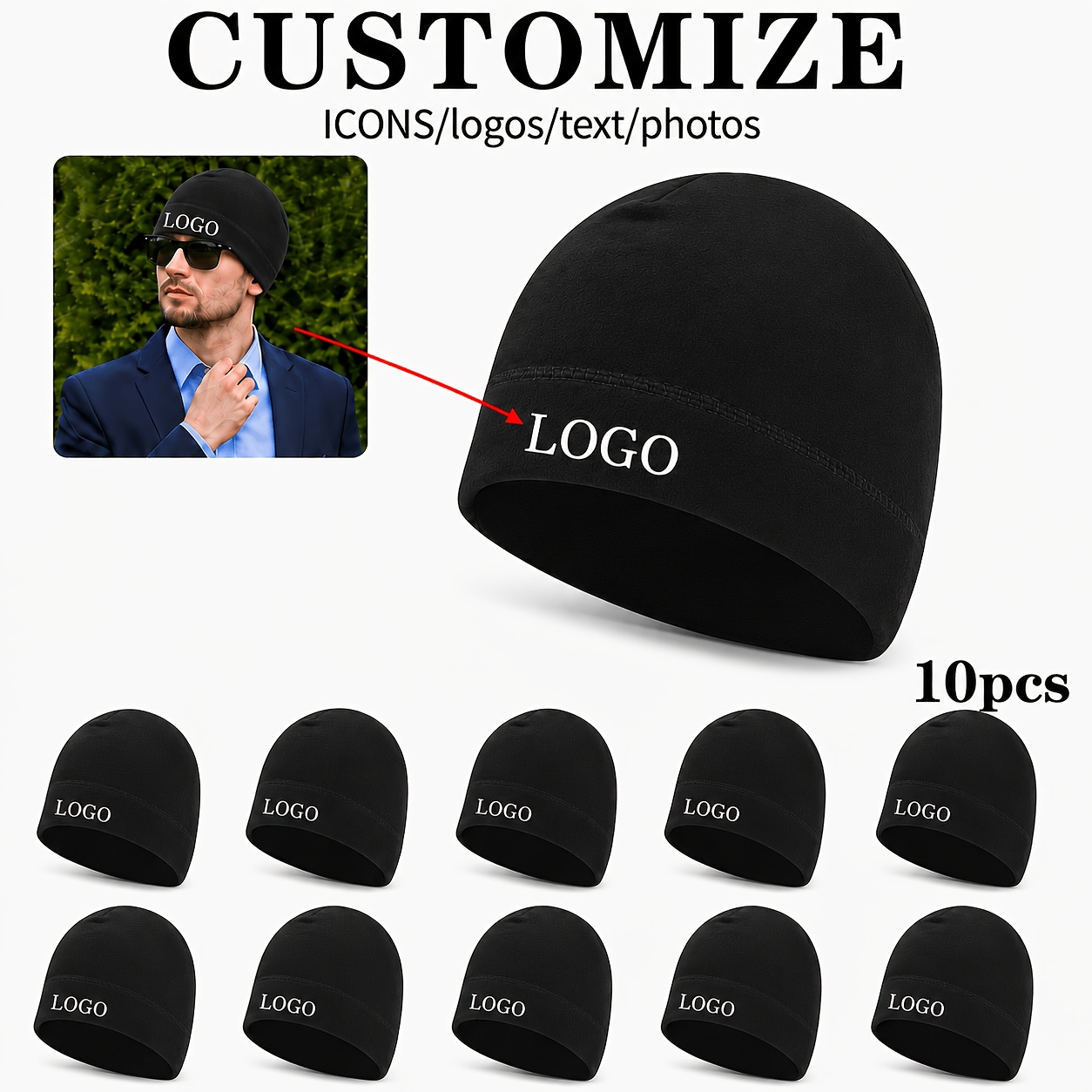 TEMU Pack Of 10 Customizable Winter Beanies, Unisex Warm Casual Outdoor Hats Suitable For Outdoor Activities And Everyday Wear
