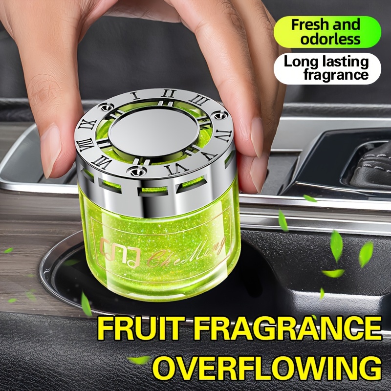 

1pc Car Quicksand Scent Diffuser - Long- Fruit Fragrance, Fresh & Jelly Air Freshener For , Green Liquid With Clock Design Cap, Aromatherapy Diffuser