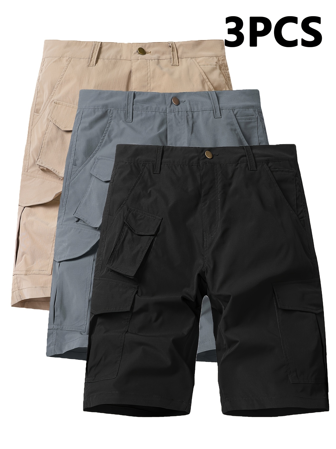 Cargo Shorts Men, Summer Casual Loose Fit Combat Shorts With Pockets Workwear Knee Kength Short Lounge Half Pants Outdoor Lightweight Joggers Cotton