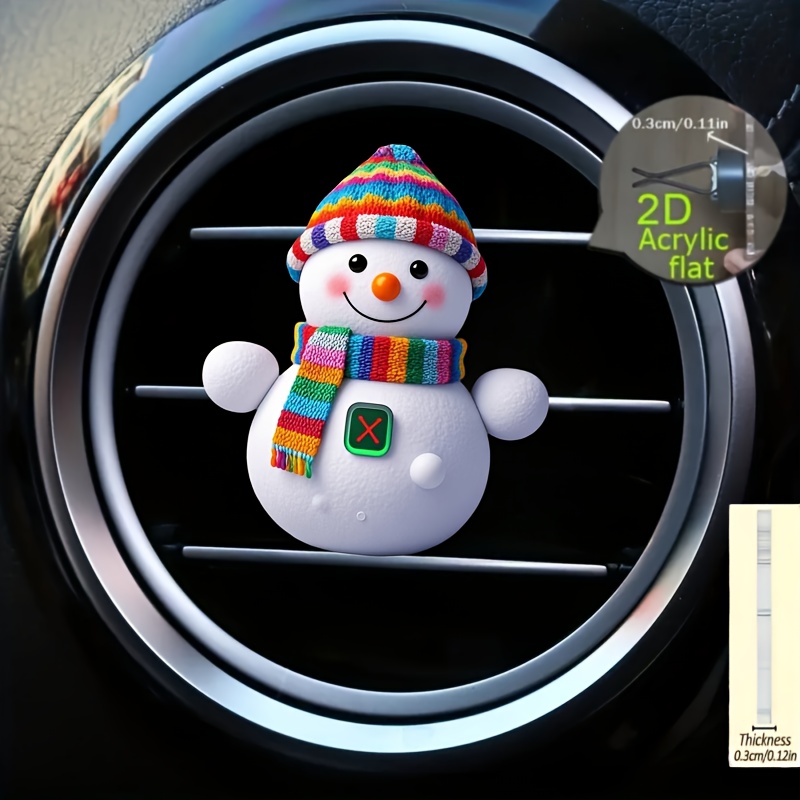 TEMU 2d Plane, 1pc Christmas Snowman Pattern Car Vent Decoration Clip, Car Diffuser, Send Fragrance-free Sponge Sheet, Christmas Car Decoration, Small Gift For , Without Battery
