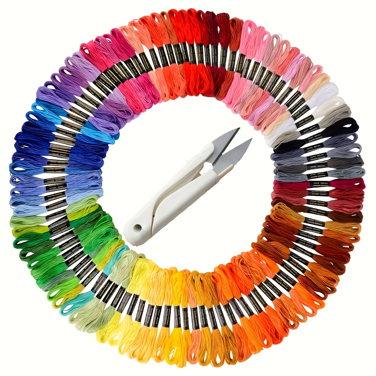 TEMU 50pcs Embroidery Thread + 1pc Scissors With Protective Cover Diy Mini Sewing Scissors, Fabric & Yarn Trimming Tool, Essential For Tailors Diy