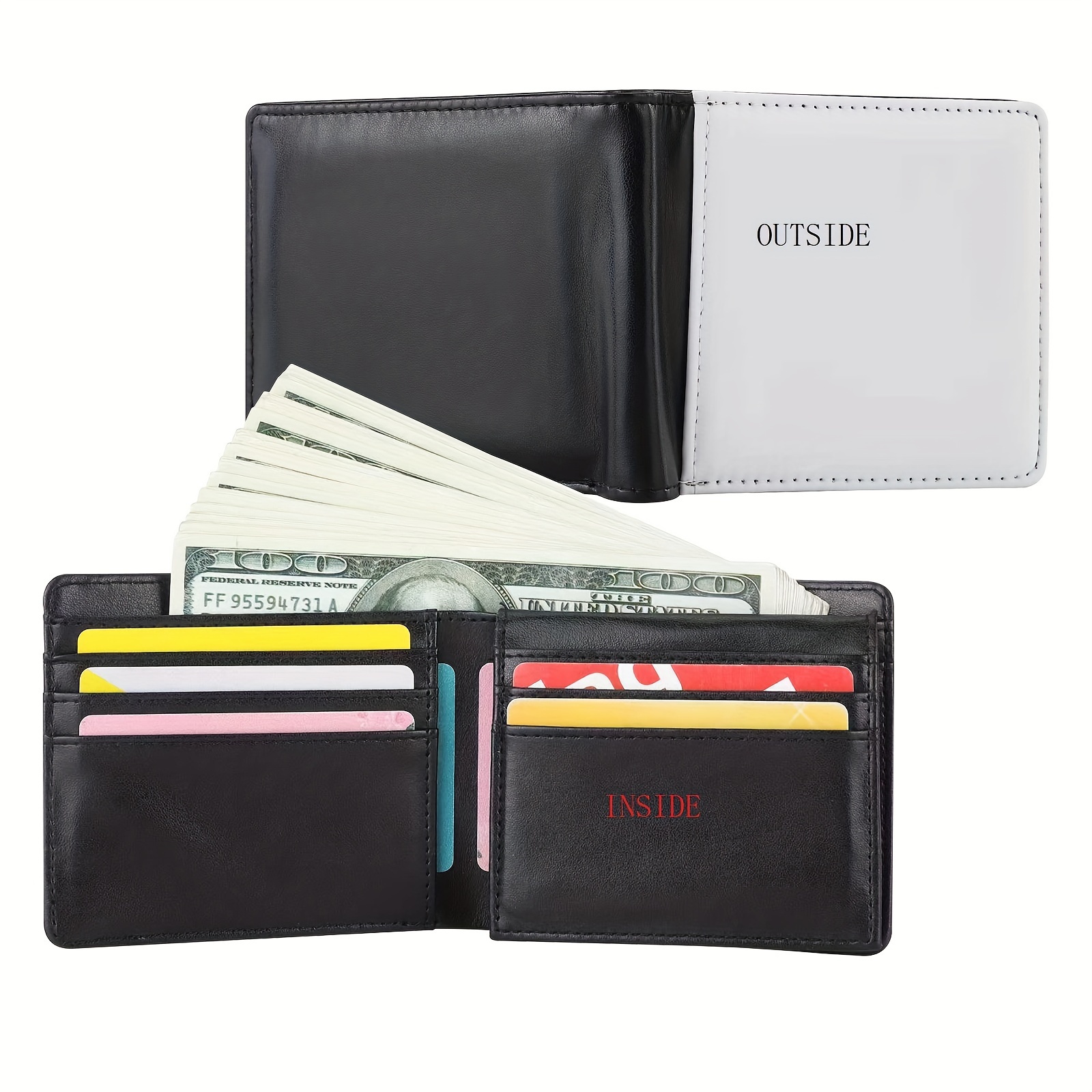 TEMU 1pc Blank Pu Wallet, Horizontal Wallet,