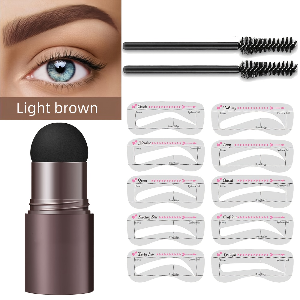 Eyebrow Stamp And Eyebrow Stencil Kit, With Eyebrow Brush Eyebrow Stamp Shaping Kit With 10 Reusable Eyebrow Stencils