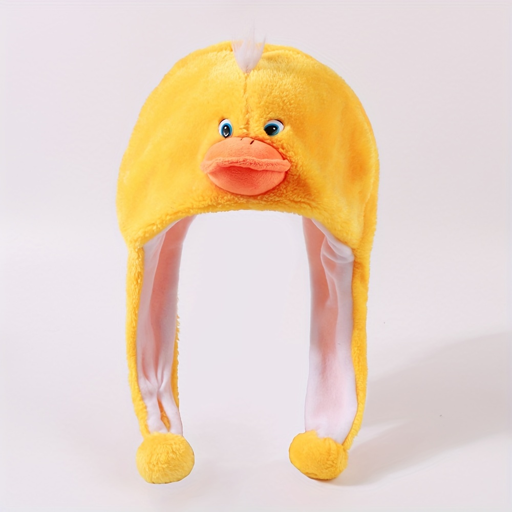 Image of Fashion Cartoon Cute Little Yellow Duck Trendy All-match Plush Hat Unisex Street Outing Party Gathering Pullover Hat