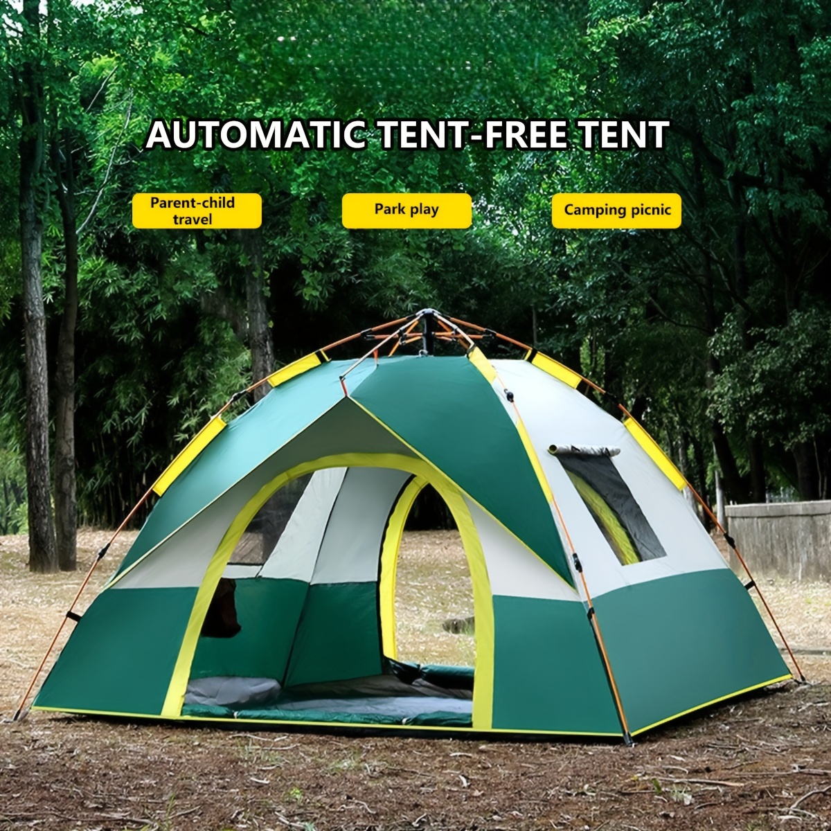 

Automatic Quick-opening Camping Tent For 2-4 People - Green, Foldable, Waterproof, Outdoor Shelter With Easy Setup, Polyester Fabric, Beach, Park, And , Park Picnic Tent | Tent | Easy Setup Tent