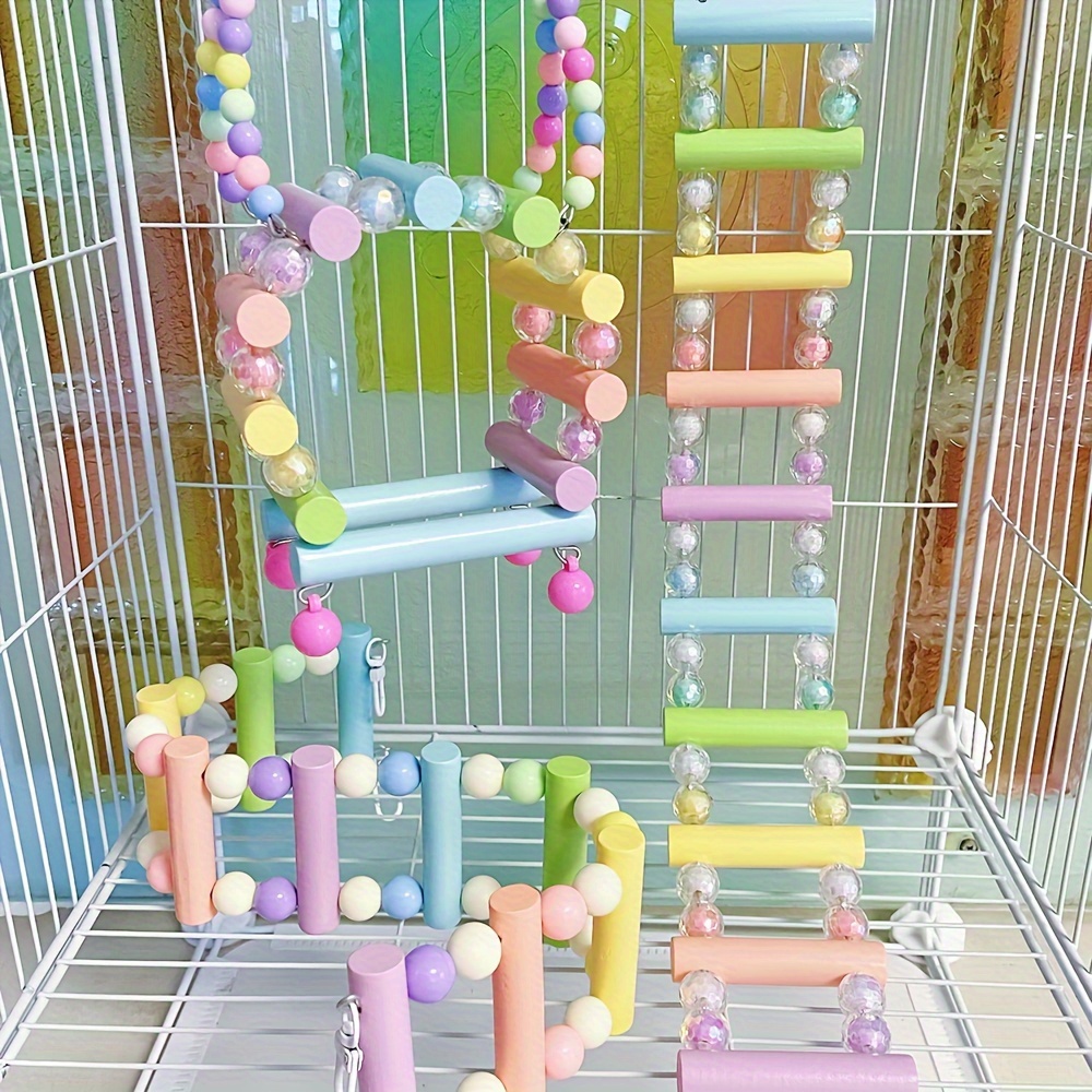 

Acrylic Bird Ladder Toy - Colorful Double Deck Swing Perch For Pet Cages, Durable Pmma Climbing Bridge Stand Accessory For Finches, Budgies, Canaries