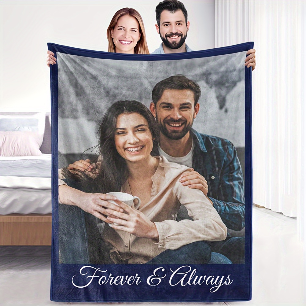 

Couverture photo personnalisée : Cadeau de souvenir pour couple - Plaid en polaire douce pour canapé - Toutes saisons - 60"x80" (150x200cm)