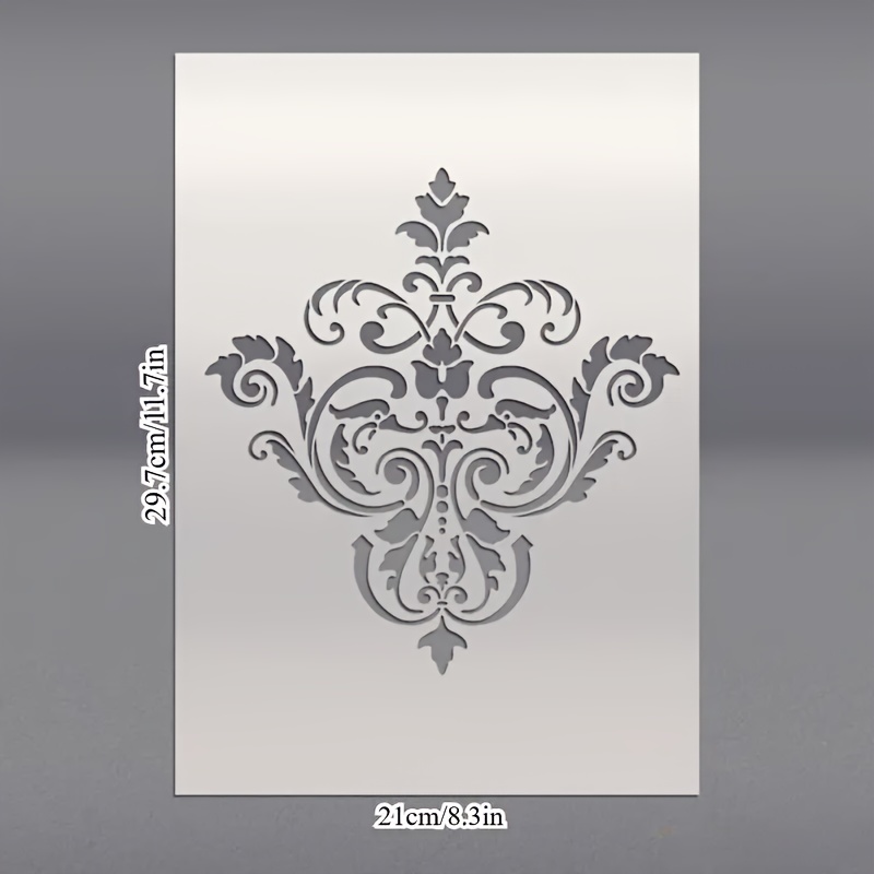 Damascus Art Stencil - Suitable For Canvas, Paper, Fabric, Floor, And Tile Furniture & Wall Painting Template With Detailed Patterns