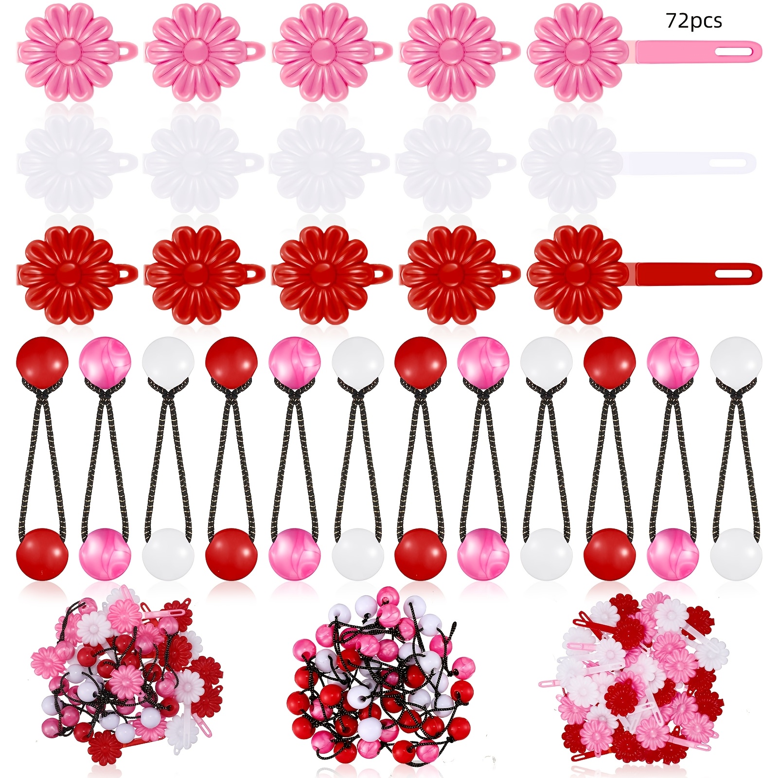 

72pcs Kit - Includes Barrettes, Bows, & In Red, , - For &