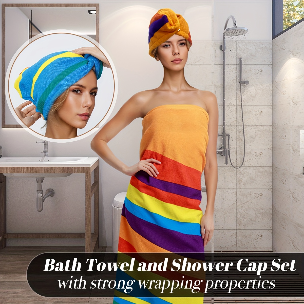 Image of Set Of 2 Microfiber Towels, Includes A Hair Drying Towel - Soft, Quick-drying, And Comfortable, Designed For Women With A Wrap Design, Perfect For Personal Care