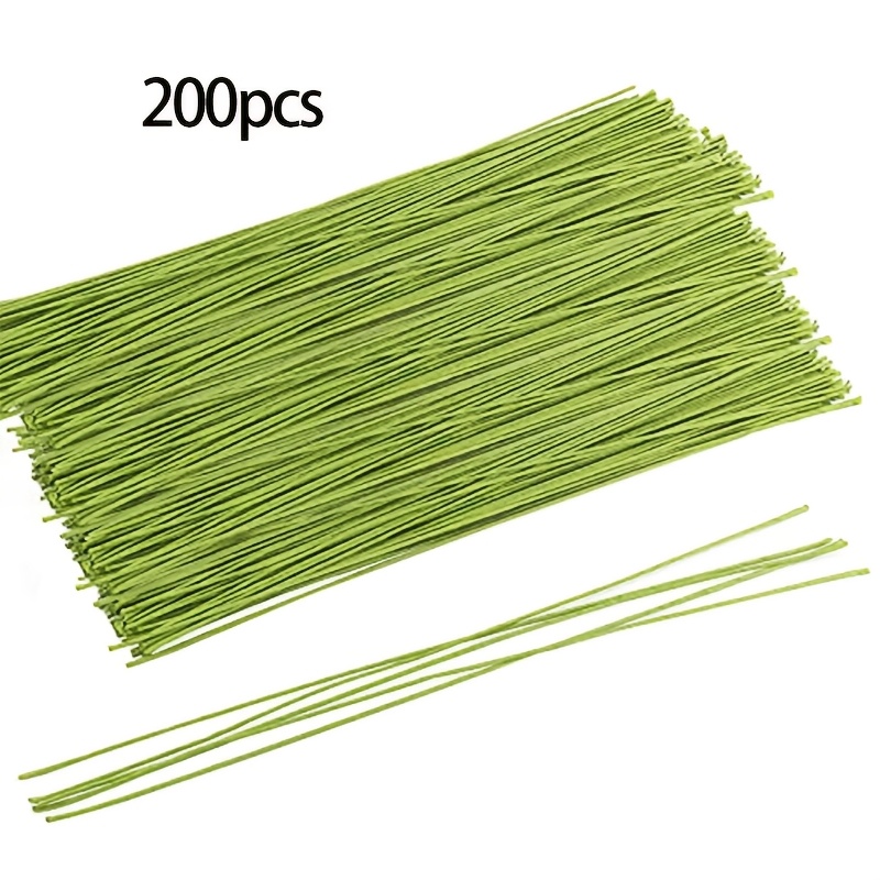 E-shop 200 Stück Blumenstiel-Draht, Grüner Blumenpapier-umwickelter Draht für Blumenherstellung, Arrangements Dekorationen
