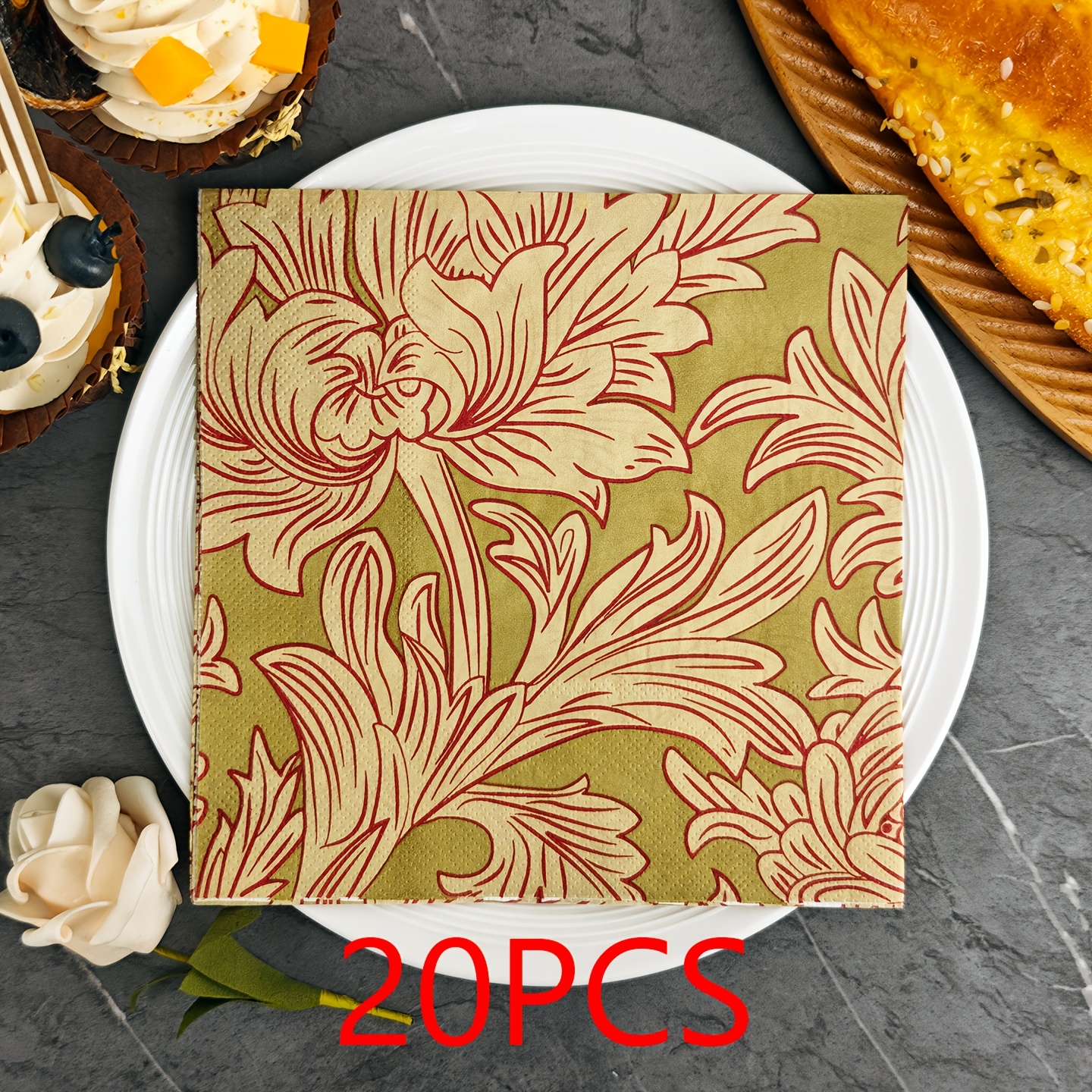 TEMU serviettes de table dorées à motif floral imprimé, serviettes jetables pour les fêtes à thème, conçues pour les réunions animées, pour le team