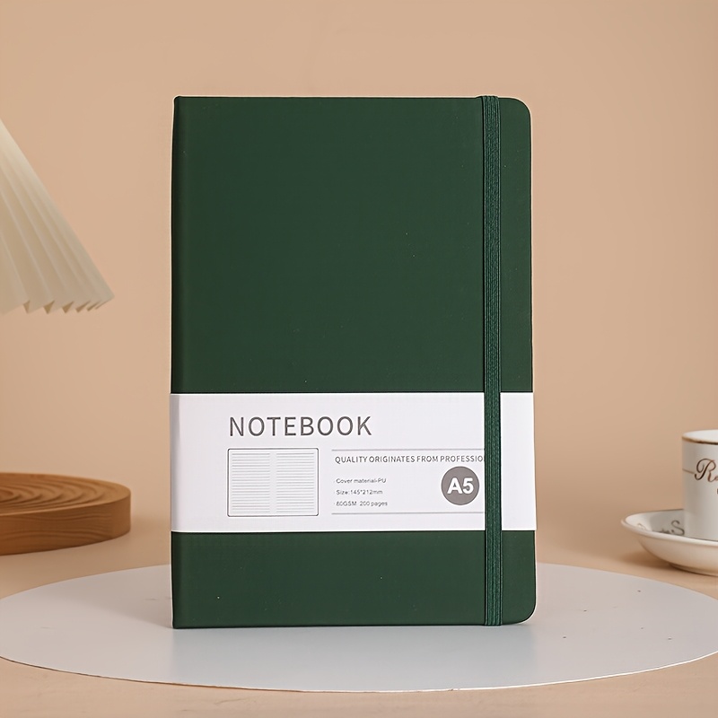 TEMU 1 Hardcover Strap Bound Notebook With High-quality Pu Cover, 100 Sheets Of A5 Size 80gsm Beige Paper, And An Elastic Band In Color. Suitable For