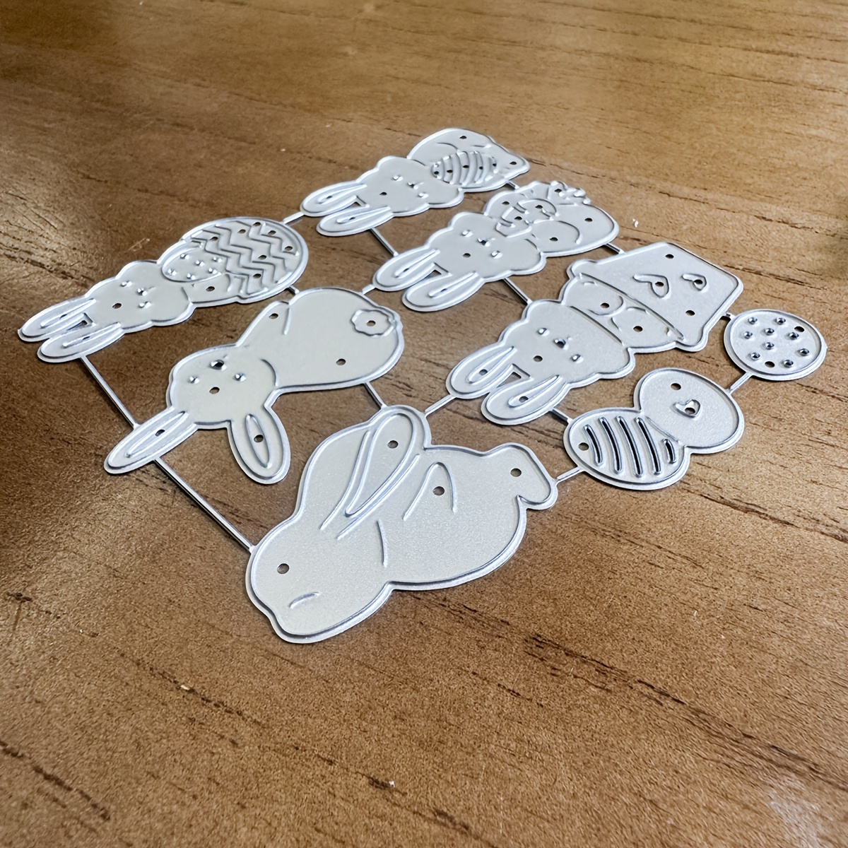Image of Original Lovely Easter Bunnies With Eggs Metal Cutting Dies Diy Scrapbooking Album Greeting Cards Home Decoration Holiday Handle Hand Made