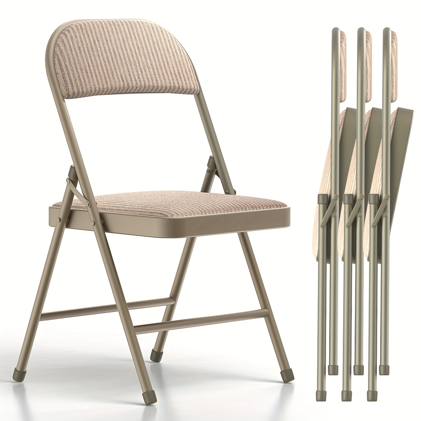 

Nazhura 4 Pack Folding Chairs With Padded Cushion And Back, Metal Chairs With Comfortable Fabric Cushion For Home And Office, For Indoor And Outdoor Events