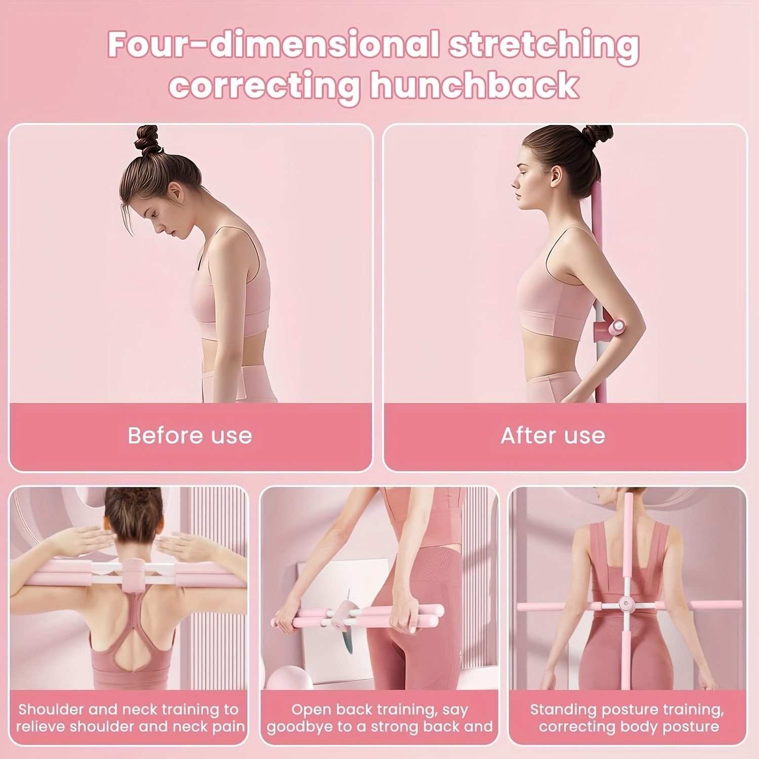 Yoga Body Stretching Stick - Durable PP Yoga Stretcher with Buckle for Posture and Hunchback Correction, Shoulder & Back Opening Device, Home Fitness Equipment | User-Friendly Design with Comfortable Grip - Perfect Gift for Mother's Day, Valentine's Day, Easter, Mom, Girlfriend (Multiple Colors Available)