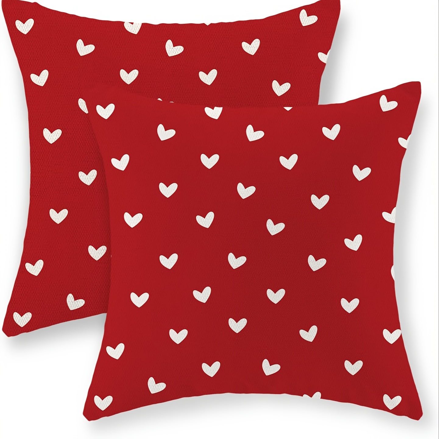 

2-pack Valentine's Day Pillow Covers, 18x18 Inch, Red , Machine Washable, Woven Polyester, Scandinavian Style, Decorative Cases For Room Types, Anniversary & Outdoor Sofa Decor