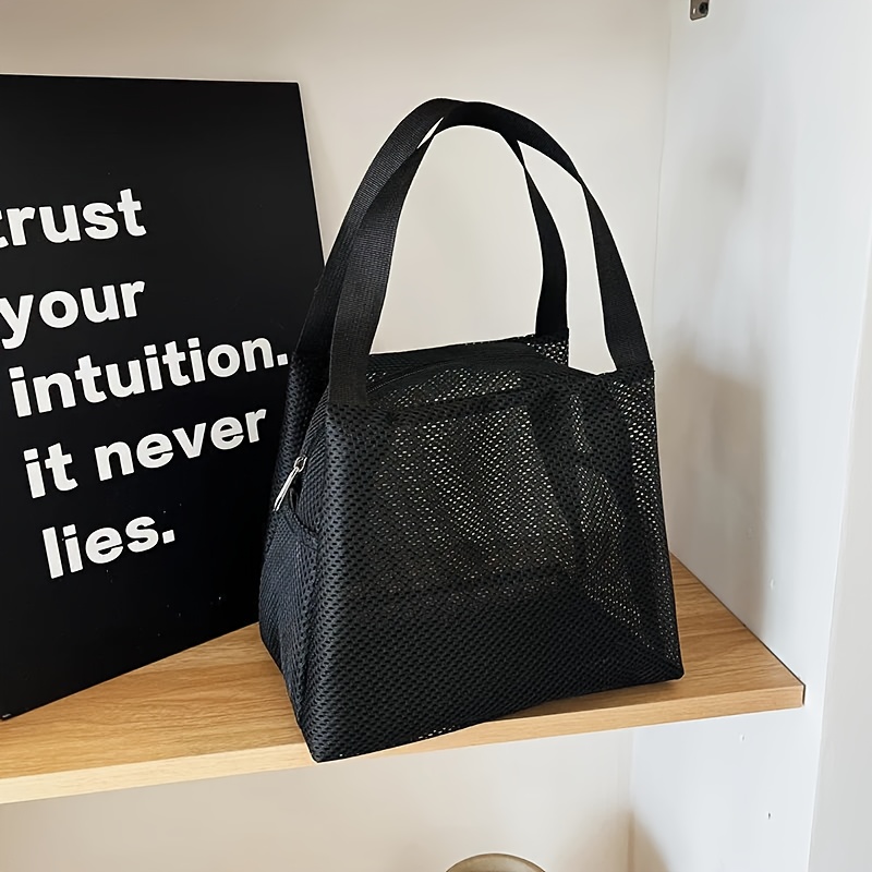 1pc Zipper Mesh Bag Lunch Bag Bento Bag Toiletry Bag Beach Bag Portable Storage Bag Swimming Toiletry Bag (non-food Contact)