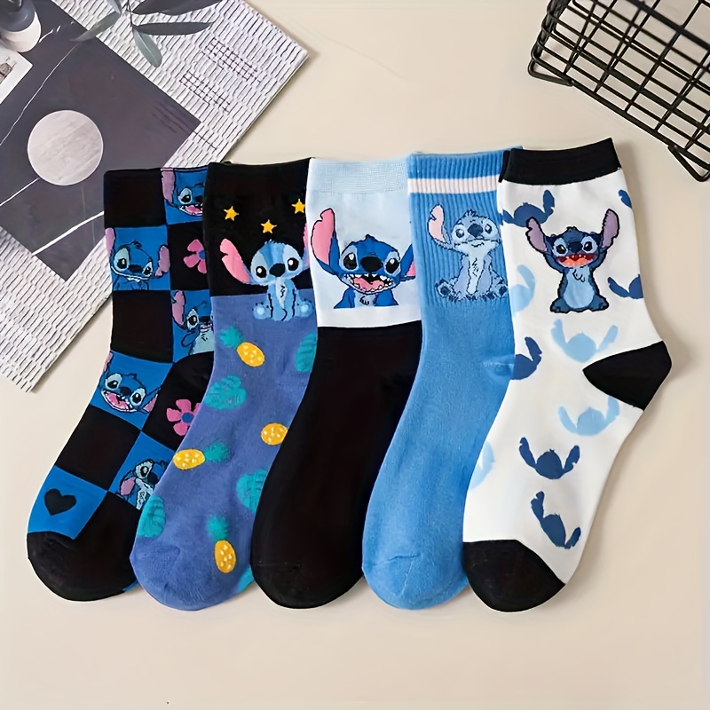 5 Pairs Random Unisex Cartoon Comfortable Breathable Cute Mid-Calf Socks