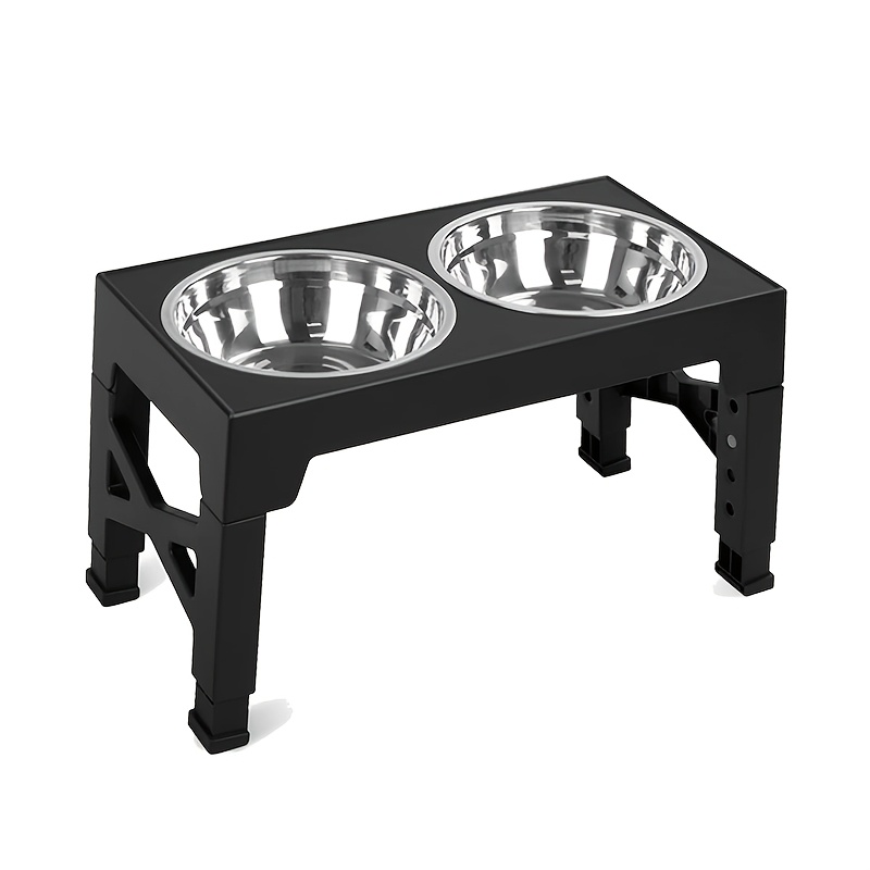 TEMU Adjustable Elevated Dog Bowls With Slowfeeder And Stainless Steel Bowl, Raised Petfeeder With 4 Height Settings, Anti-slip Feet, Detachable
