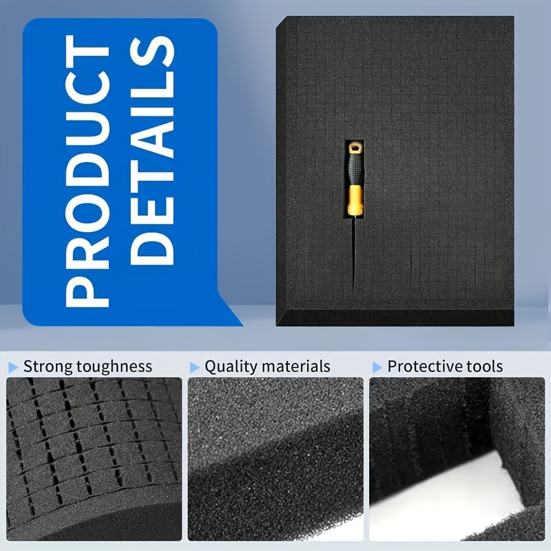 

Customizable Foam Insert 2-pack, High-density Pre-cut Grid Foam For Tool Box Organization, Shock-absorbing Protective Sponge Pad Blocks