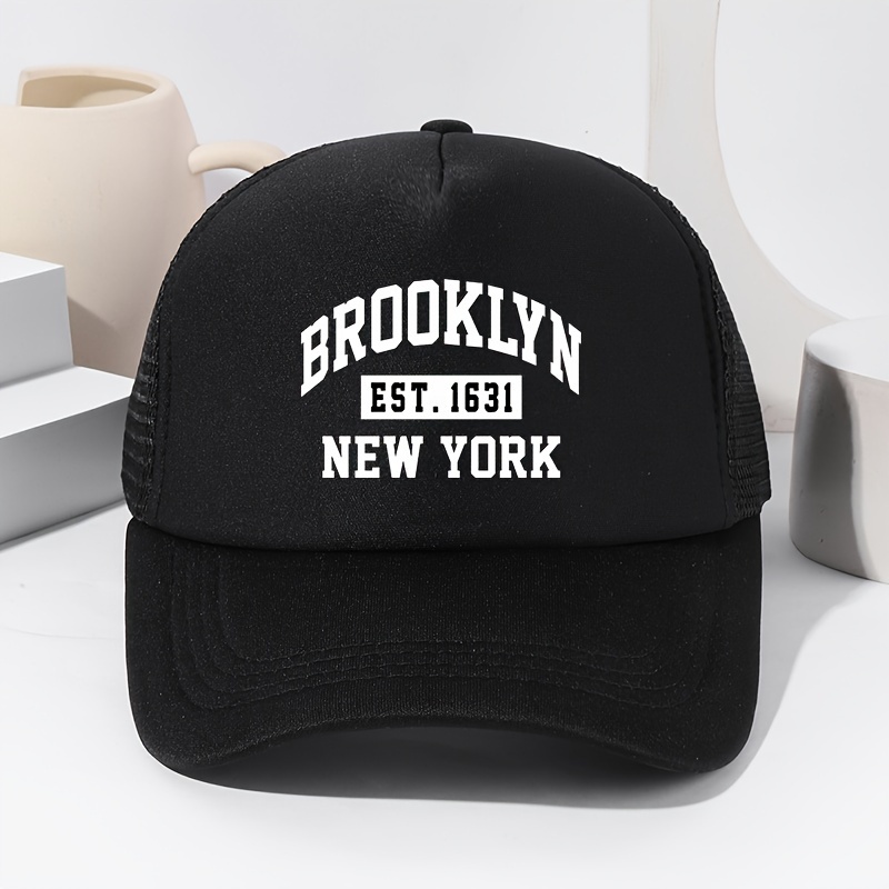 

City Letter Printed Mesh Baseball Cap Stylish Breathable Peaked Hat Outdoor Adjustable Sun Protection Hats Women Men