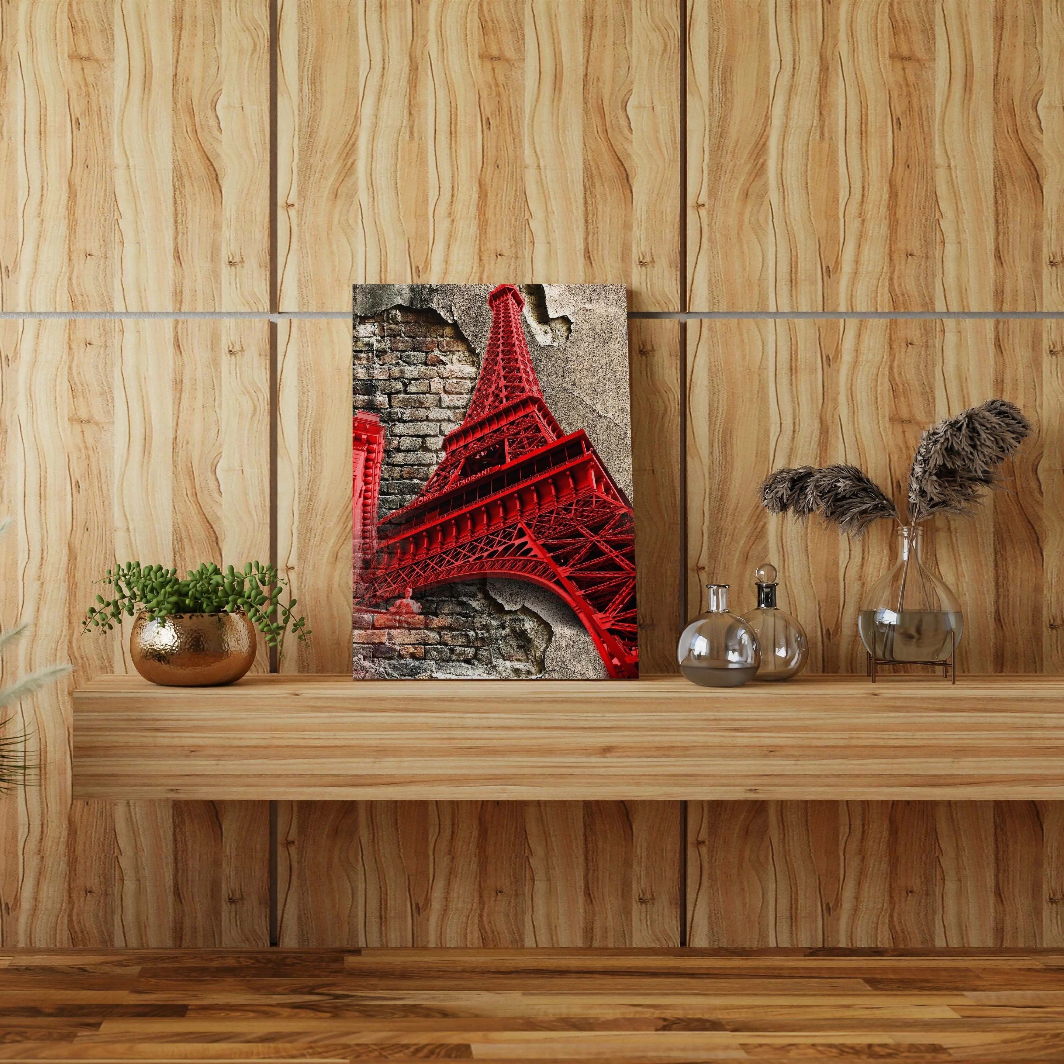 

Canvas Wall Art Red Tower Wall Art Prints Wooden Framed Canvas Oil Painting Vintage Wall Art Oil Paintings For Living Room Bedroom Bathroom Kitchen Home Decor Oblong Wall Art