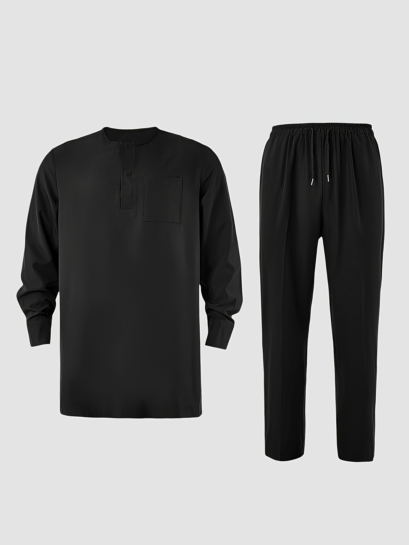 Men's Agbada 3pcs Set, Embroidered Pattern, Crew Neck, Hidden Buttons, Slit Hem with Pockets, Ethnic Pattern Robe, Long-Sleeve Shirt, Drawstring Elastic Waist Pants, Suitable for Banquets, Birthdays, Gatherings, Weddings, Holiday Celebrations, Dates
