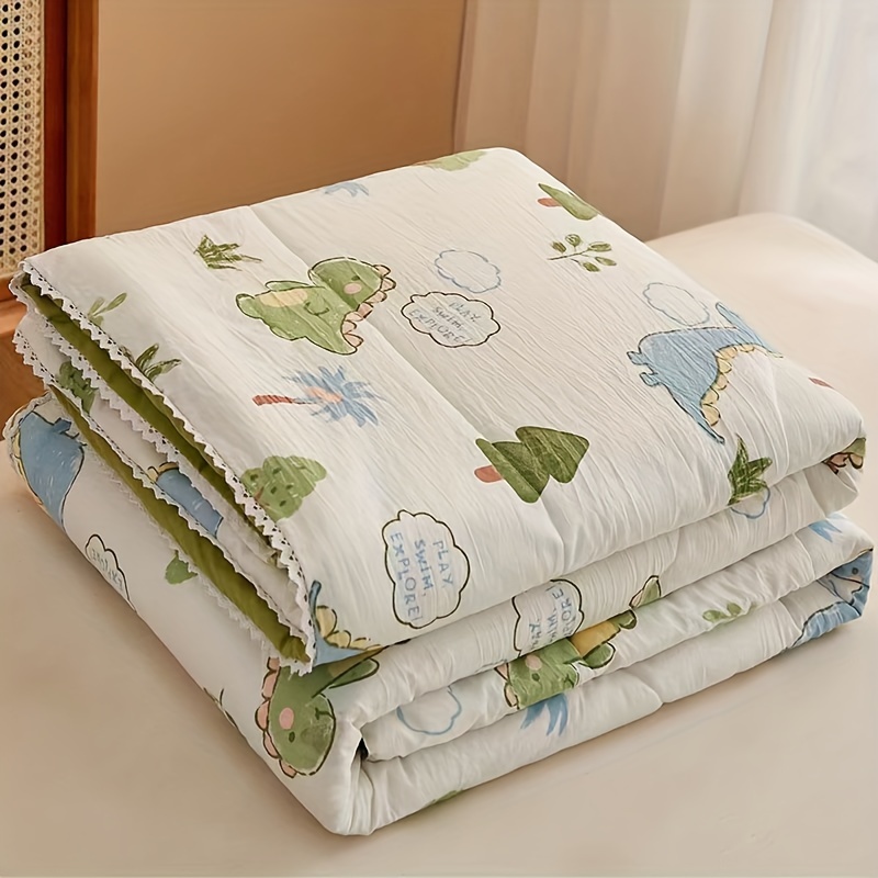 

1pc Summer Quilt, Cartoon Dinosaur Printed Bedding Quilt, Air Conditioning Quilt, Soft Comfortable Quilt, For Bedroom, Guest Room