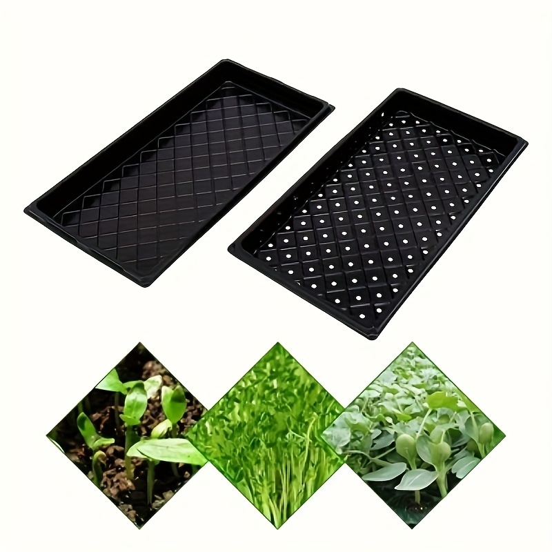 

8pcs Black Pvc Seedling Trays With Drainage Holes – Plant Growth And Sprouting Trays For Vegetables, Flowers, And Plants – Multi-tier Design For Germination, For Planting