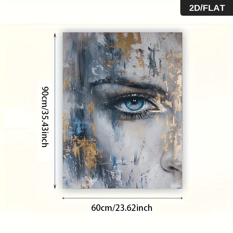 TEMU 2d Flat, 2d Flat, Frameless Modern Abstract Artwork Featuring A Woman's Face, Measuring 23.62 By 35.43 Inches (60 Cm), Perfect For Decorating